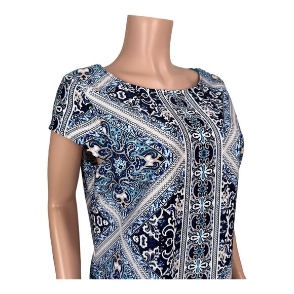 Tiana B Womens SZ 16-Multicolored Sheath Knee Length Dress-Cap Sleeve-Stretch - Picture 4 of 16